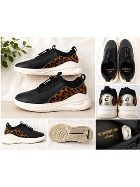 Clove Black Sneakers with Leopard Accents